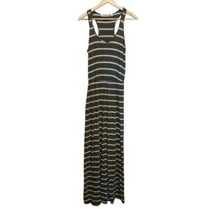 Micheal Stars Women’s Jersey Dress‎ Maxi Striped Brown Off-White Razor Back OS